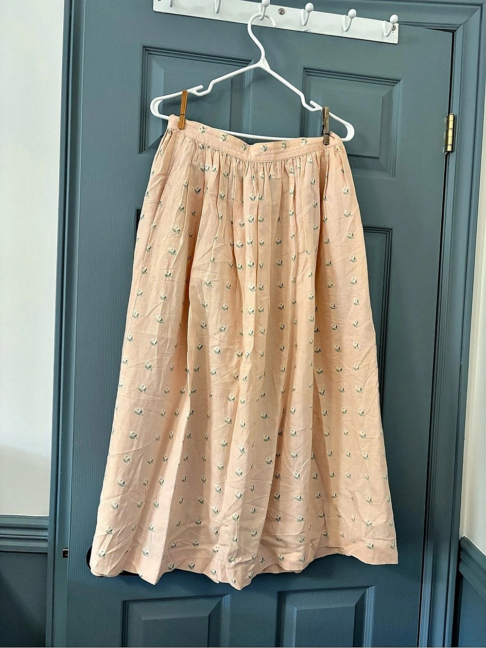 Vintage Cambridge Spirit Floral Linen and Cotton Maxi Skirt